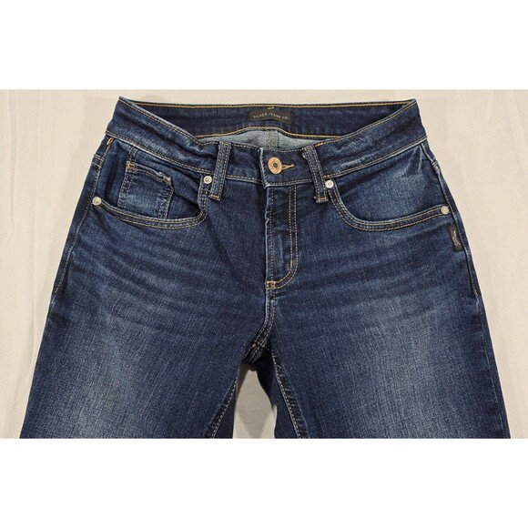 SILVER Womens Jeans Boyfriend Mid Rise Straight Slim Leg Stretch Denim 24x29 EUC - Picture 6 of 14